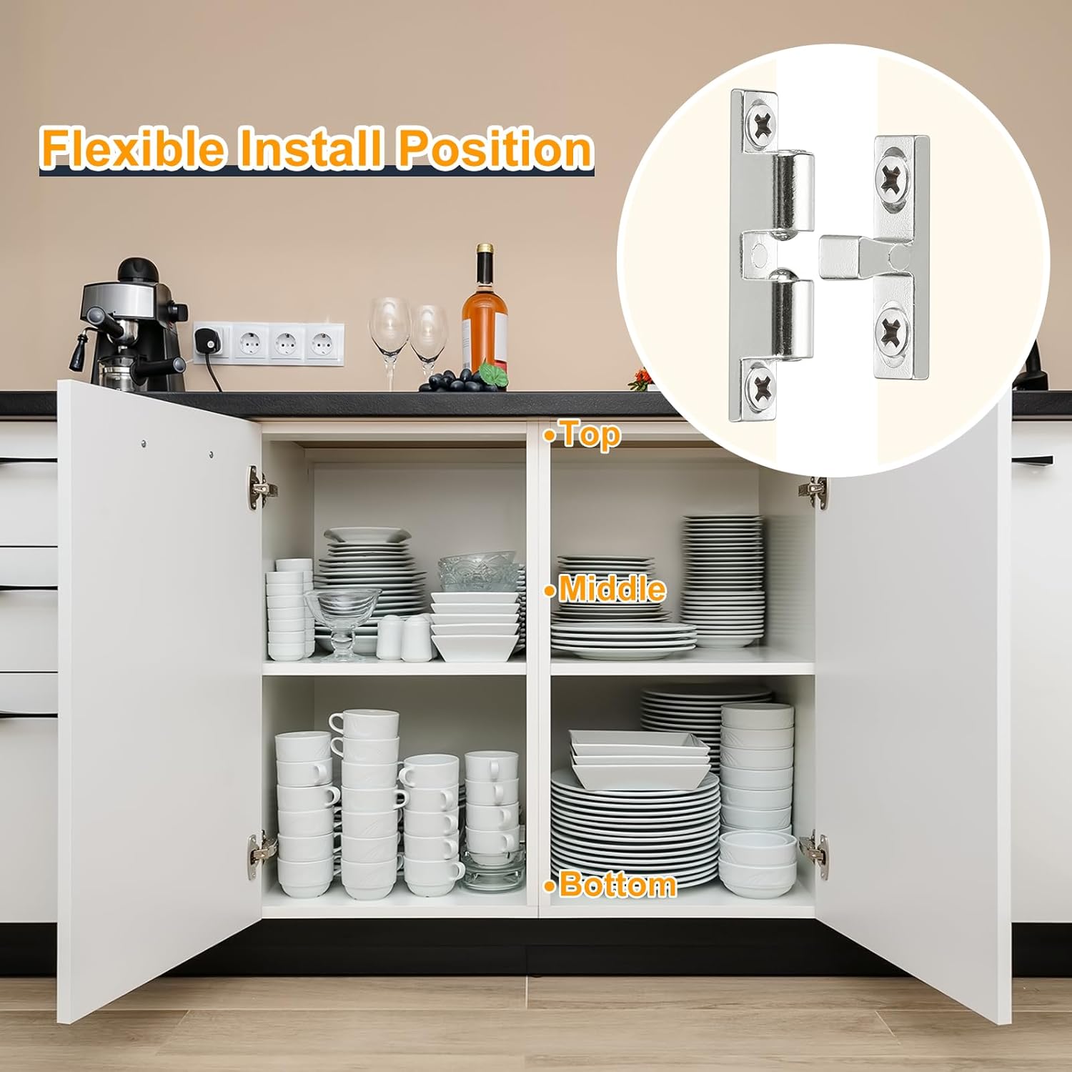 2.30" Double Ball Tension Roller Catch Zinc Alloy Tension Latch for Cabinet Closet Furniture Door, Silver
