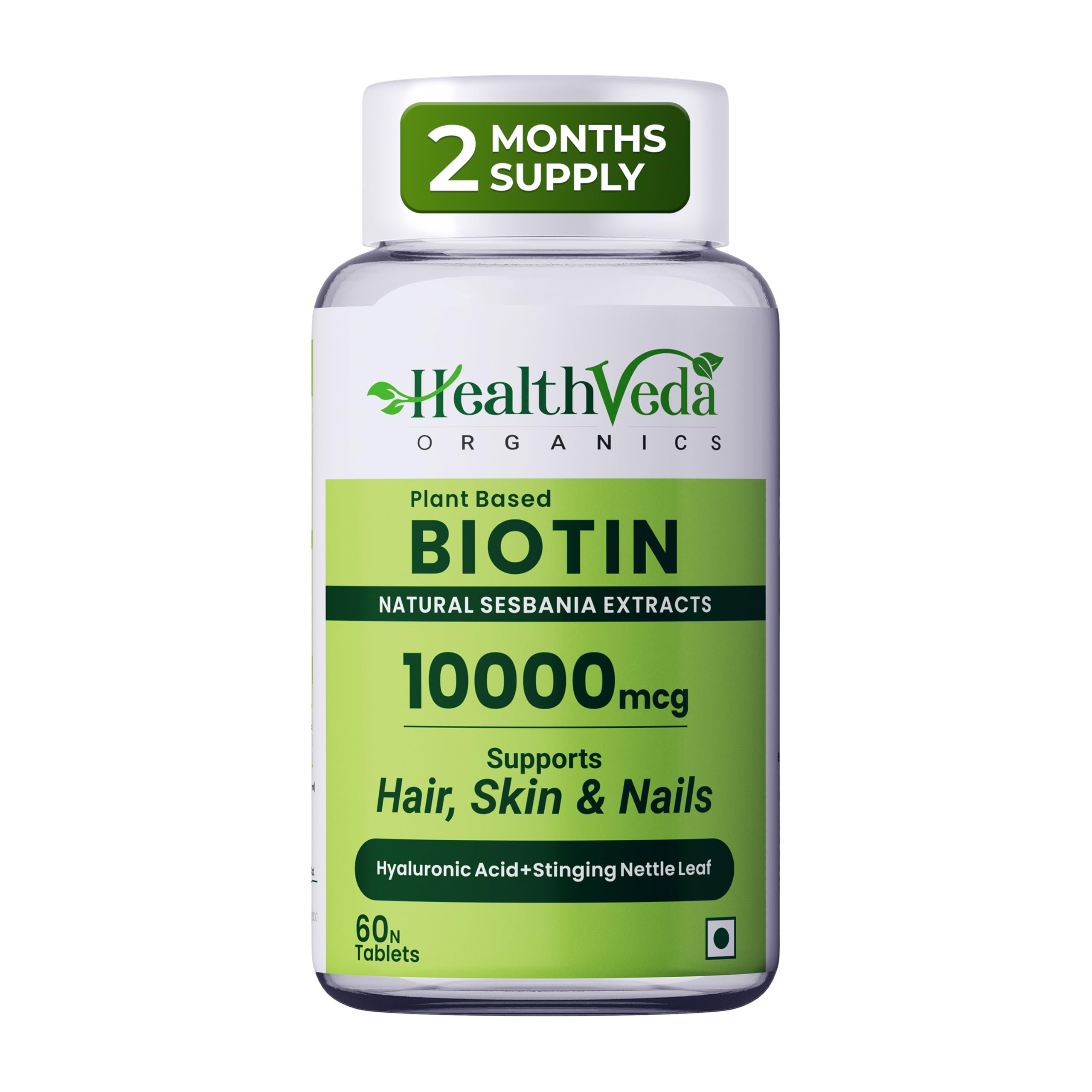 HEALTH VEDA ORGANICS PRIVATE LIMITED Advanced Biotin Tablets|Boosts Keratin Production & Improves Hair Thickness w/ Sesbania Agati Leaf Extract|Hair Vitamins (Biotin, Vitamin E & Copper) (60 Tablets)-picture-34