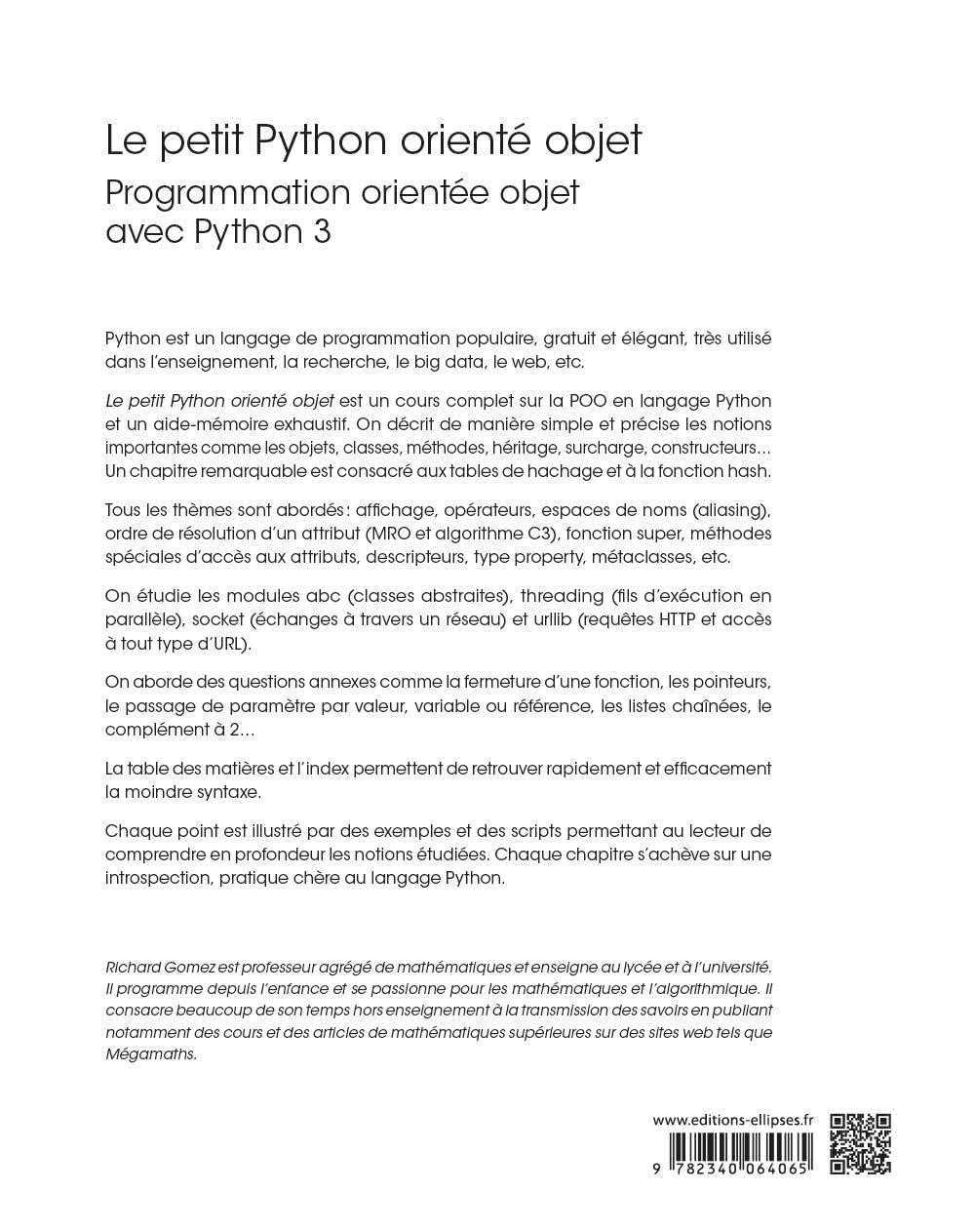 Le petit Python orienté objet: Programmation orientée objet avec Python 3