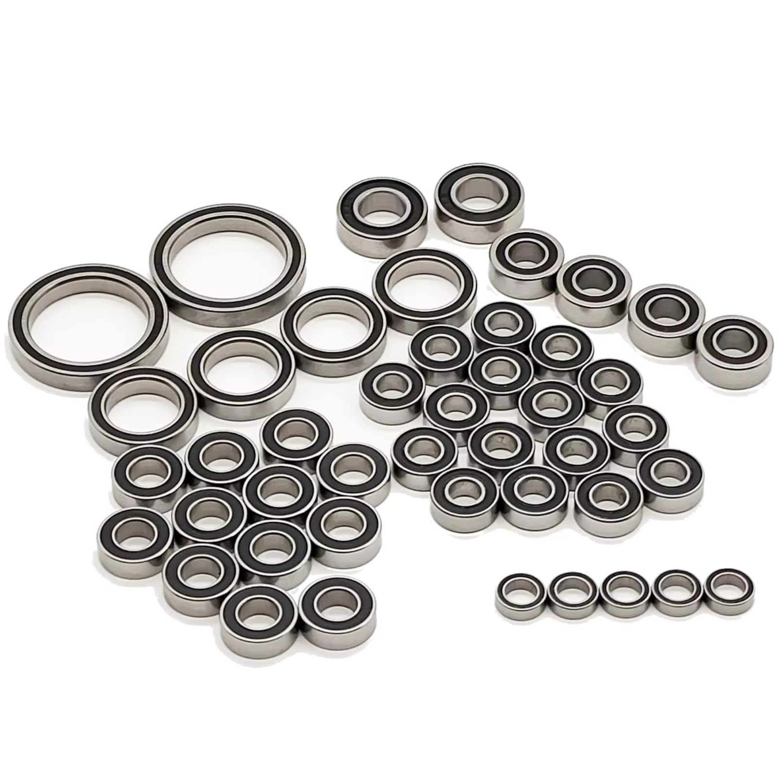 RC Lagerteile Für Traxxas Für Summit 1/10 45Pcs Chrom Stahl Komplette Kugellager Schwarz Gummi Versiegelt Kit Pre Gefettet