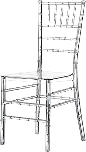 Fabulaxe Silla de comedor moderna apilable Chiavari, Silla de fiesta transparente, Silla de acrílico de cristal para eventos y bodas, individual