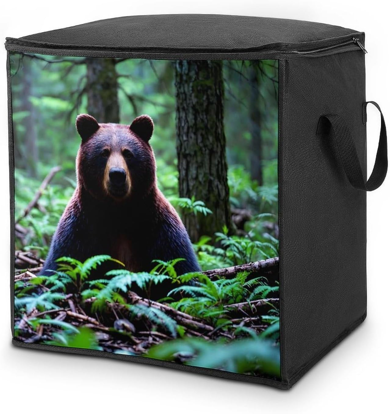 Bear in The Wild Comforter Storage Bag Moving Bag | Clothes Storage Bins-70L,Moving Bag With Dual Handles For Easy Carrying, Zipper Design Durability for Home,Bedroom,Closet