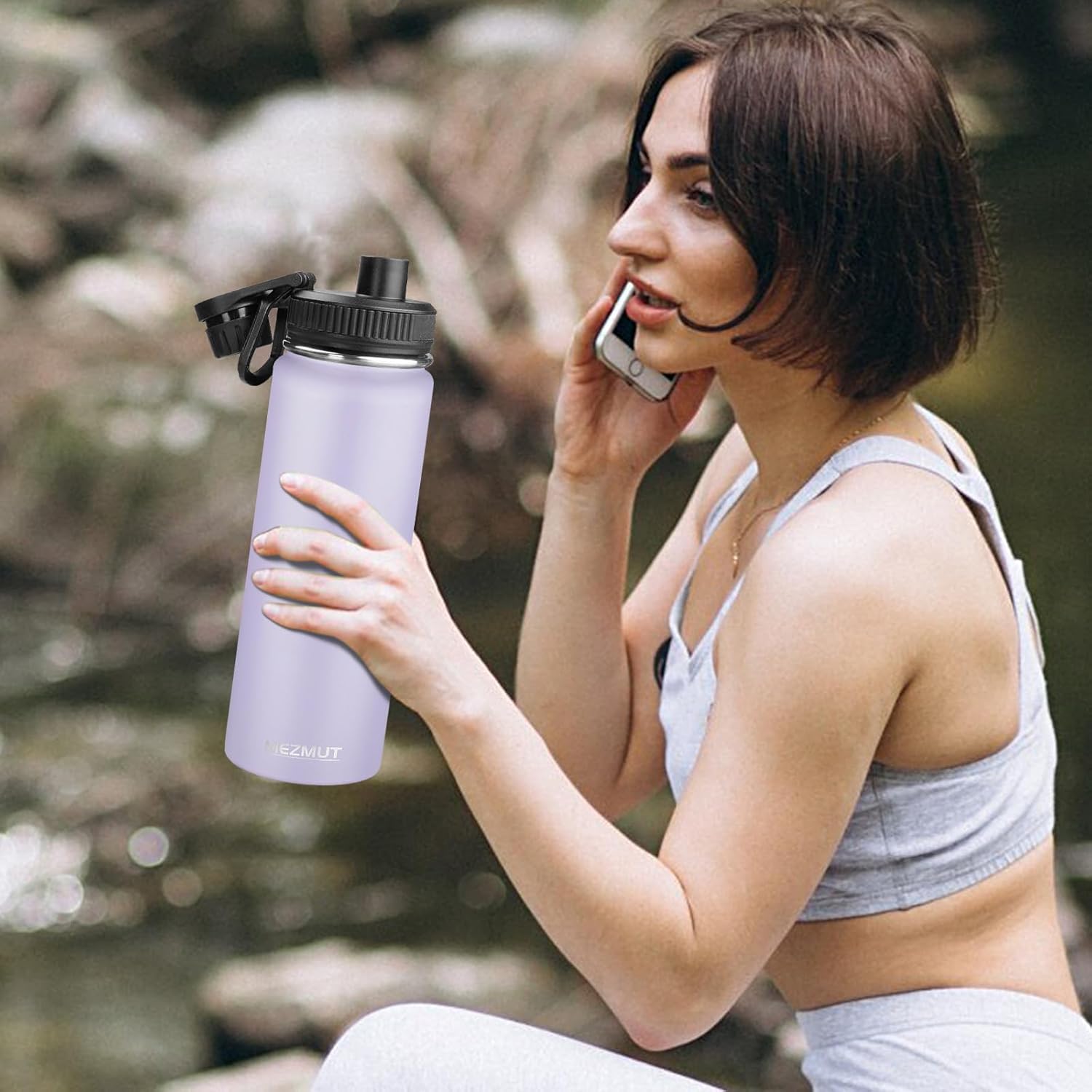 24oz Insulated Water Bottle with Straw&2 Lids, Stainless Steel Water Bottles, Sports Metal Water Bottle Cup, Double Walled Vacuum Insulated Bottles Leak-Proof Travel, Purple - Image 7