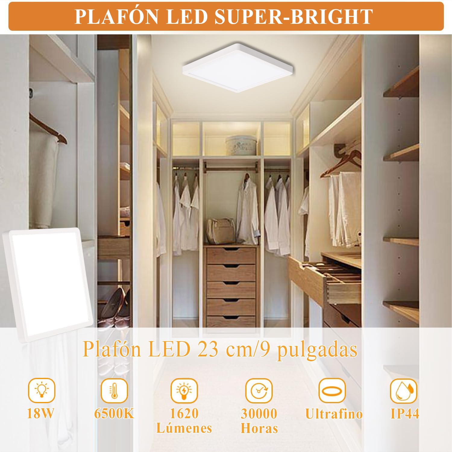 Ouyulong Plafón LED 23cm 18W 6500K Blanco Frío 4uds