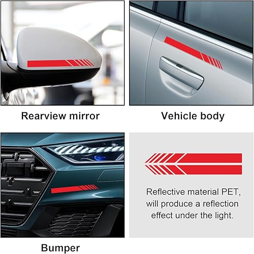 Miniatura 4 de 2 calcomanías para espejo retrovisor de automóvil, vinilo impermeable, rayas de espejo retrovisor lateral, universal, reflectante, anticolisión,