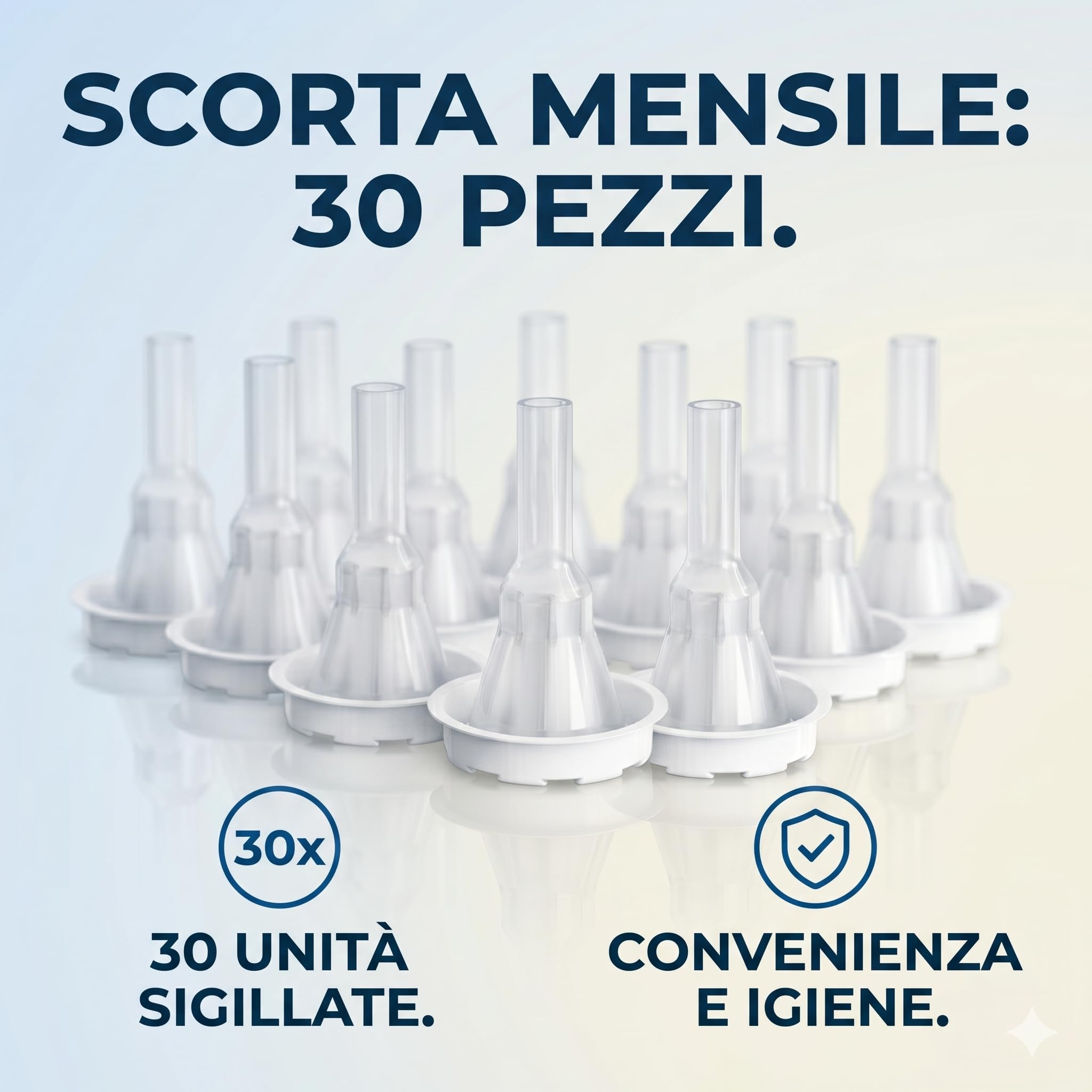 LAMONEA Set 30 Pezzi Catetere Esterno Uomo 100% Silicone, Made in Italy - Wide 25mm Autoadesivo, Guaina Pene - Incontinenza Maschile Latex Free (Wide, 25mm) - MECUL25