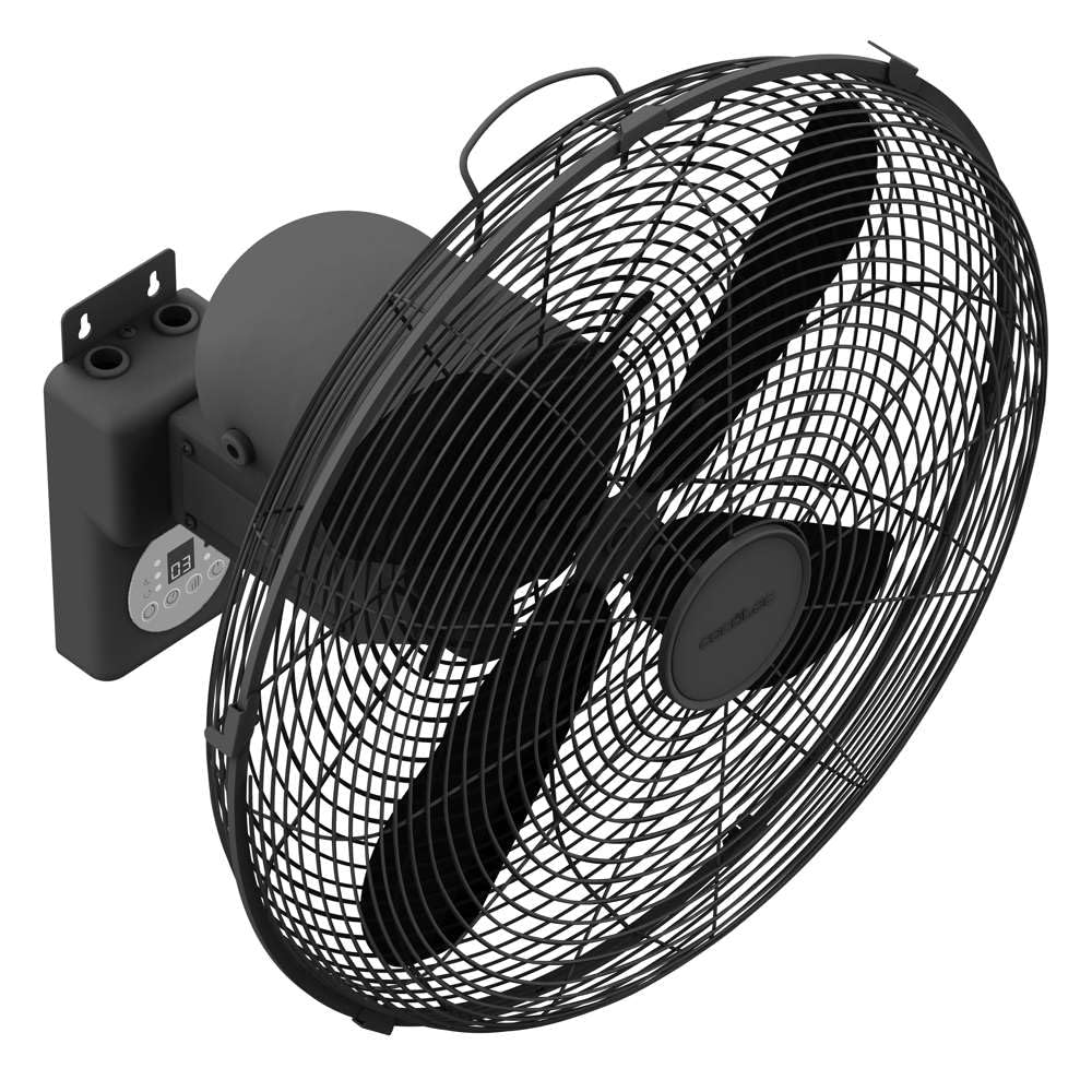 Cecotec Ventilateur Mural avec Télécommande EnergySilence 4500 Power Wall Control Black, 50W, Diamètre 45cm, 4 Pales Aérodynamiques, Écran LED, 3 Vitesses, Minuterie 8h, Oscillation Automatique