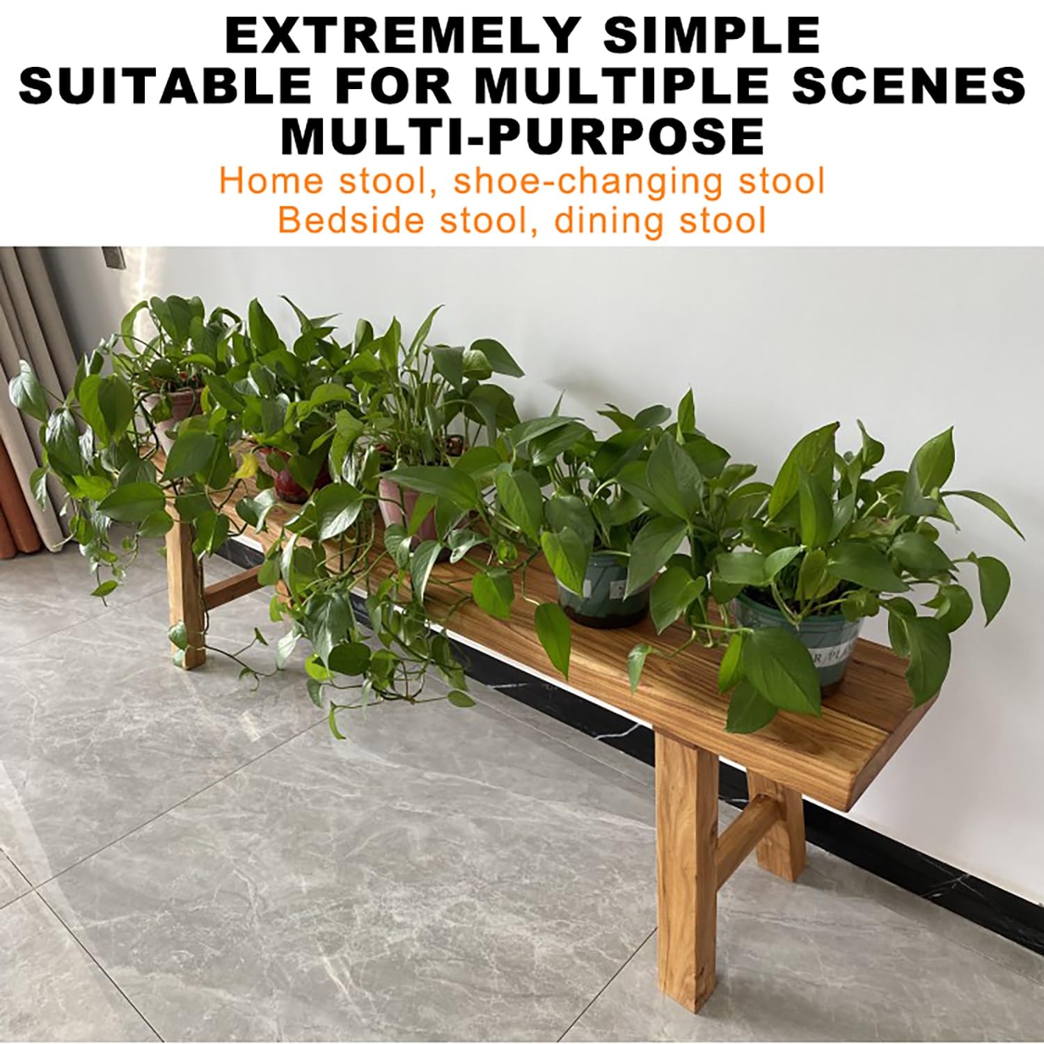 Panchina da pranzo rustica in legno per cucina interna, 50 x 26 x 45 cm, elegante seduta per sala da pranzo, ingresso e decorazione per la casa, perfetto accento rustico.