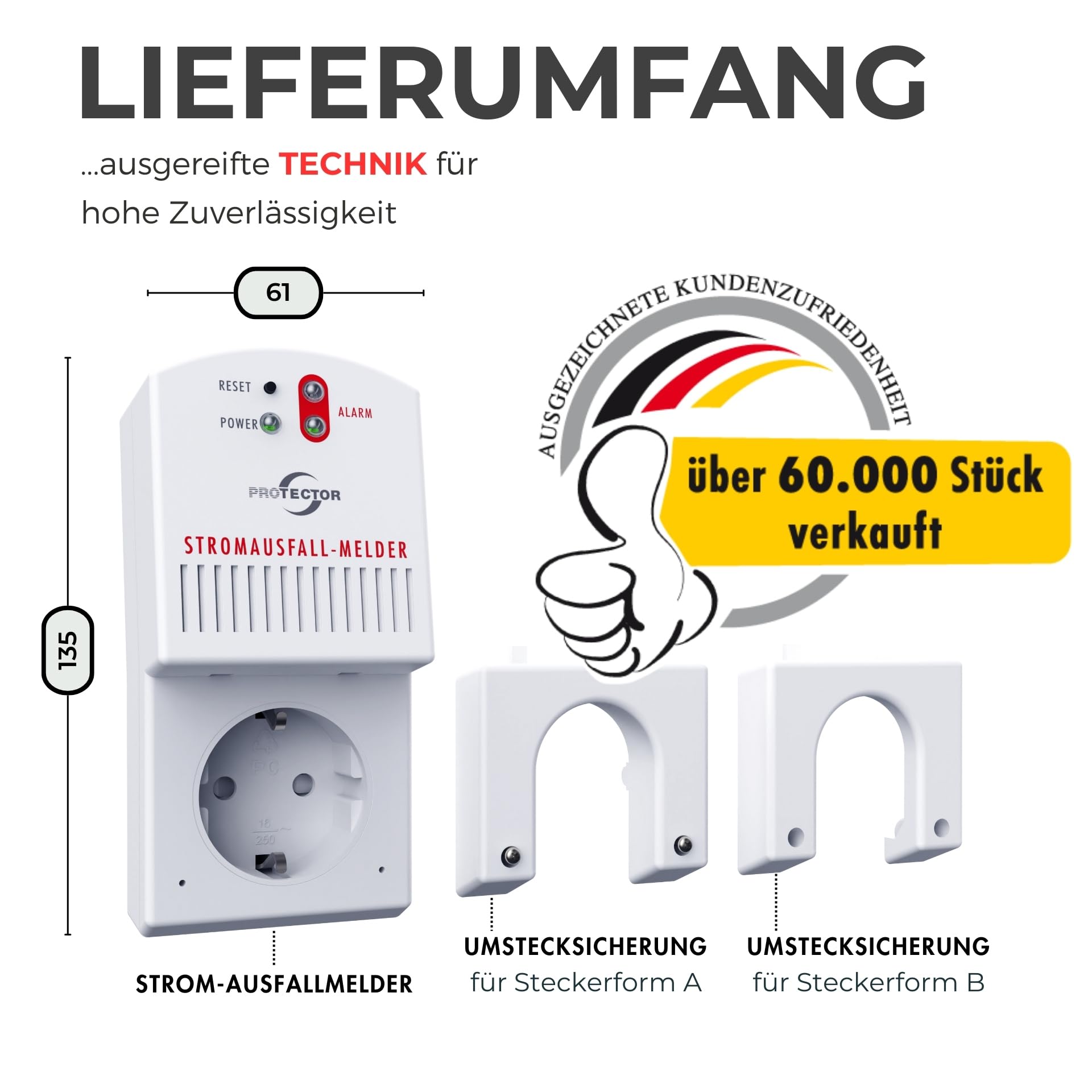 Protector SAM 1000 czujnik awarii zasilania | 3500 W | buforowany prąd awaryjny | 12 godzin | alarm awarii zasilania