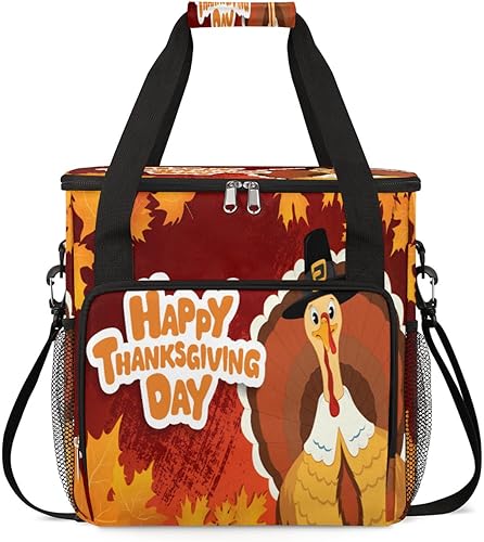 Bolsa de café para decoración navideña de Acción de Gracias, bolsa de almacenamiento de viaje vintage de pavo compatible con Keurig K-Mini o K-Mini