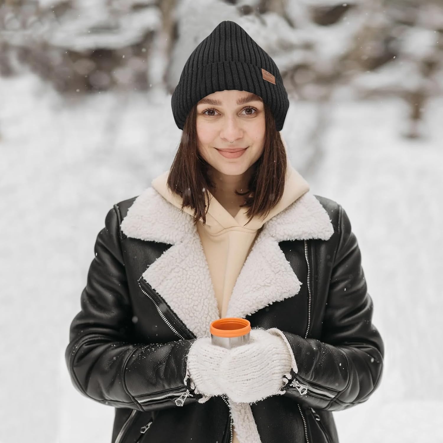 Oversize XXL Winter Beanie Hat for Men Women, Wool Warm Knit Hats Ski Cap Unisex Fashion Knit Cuffed Cap for Big Heads - Image 3