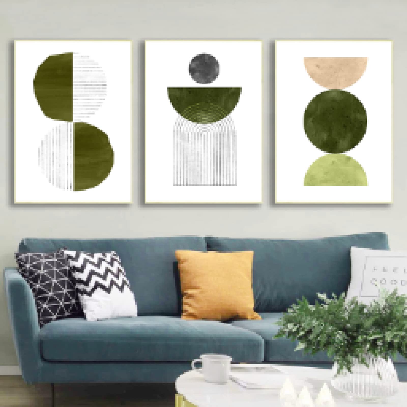 Impressions sur toile vert olive abstrait style gallery wall art - 8