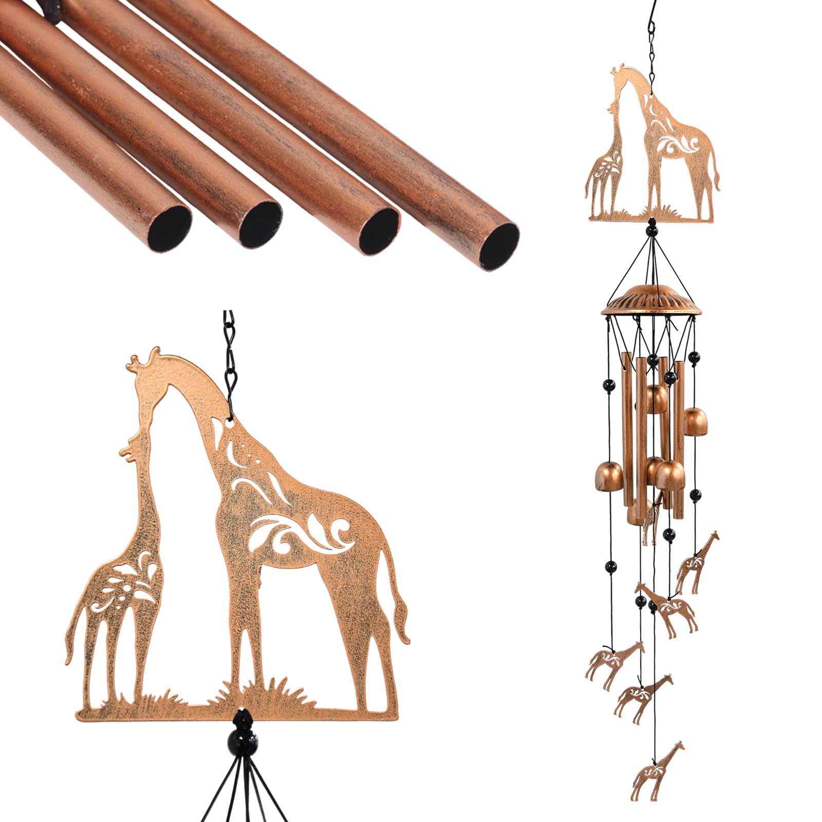 ORIGACH Giraffe Wind Chimes for Outside Giraffe Memorial Gifts Metal Windchimes Indoor Outdoor Home Decor for Garden, Lawn, Patio, Porch, Yard