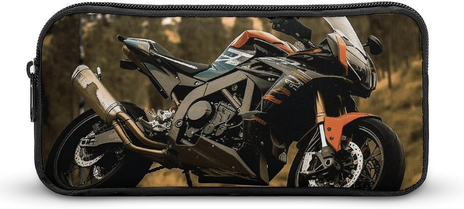 Lightweight Sport Motorcycle Pencil Pouch with Metal Zipper
