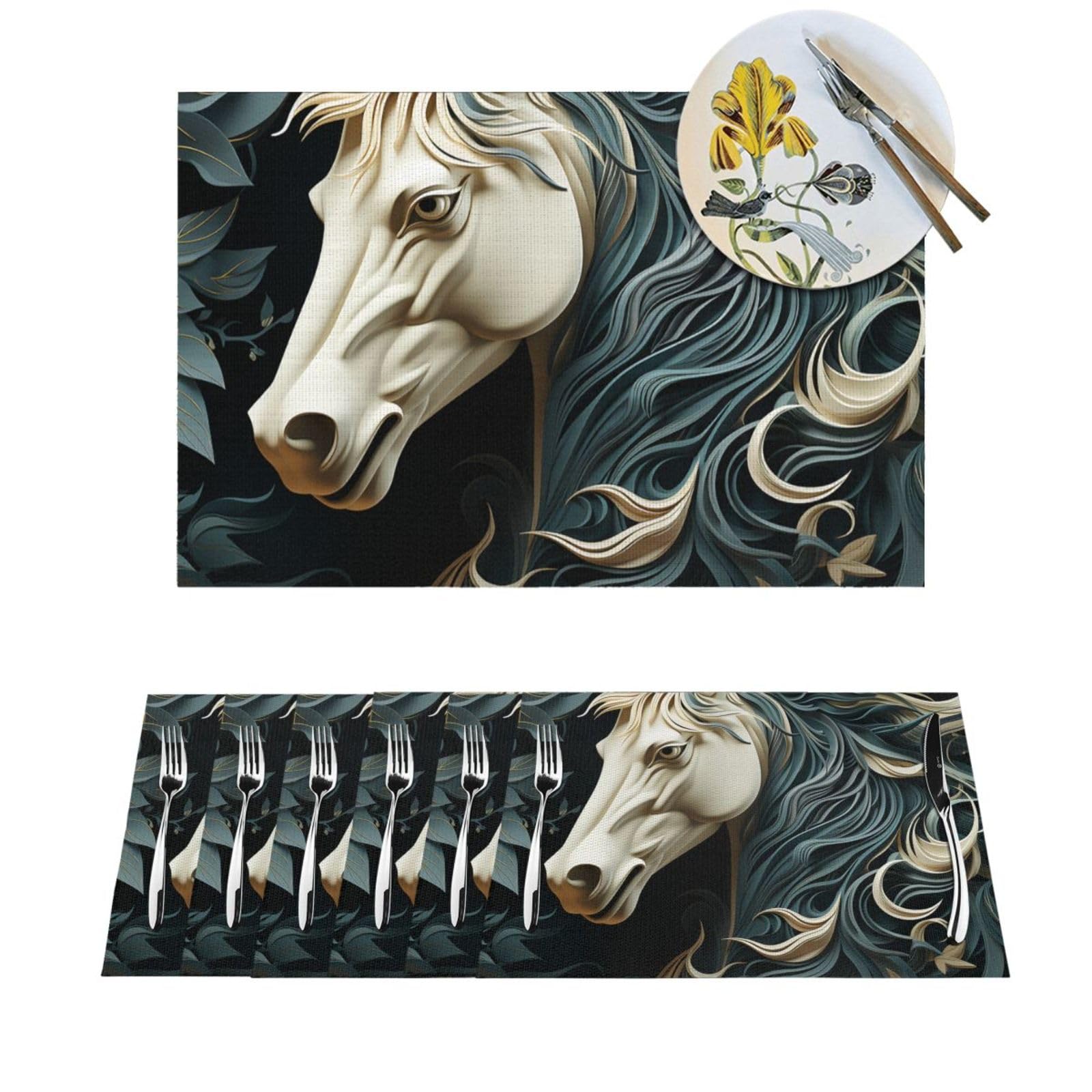 Set de table cheval antidérapant et thermorésistant pour table lavable