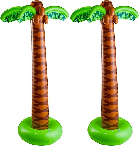Miniatura 8 de Palmera inflable paquete de 2 palmeras grandes de 55 pies para cumpleaños tropicales con temática hawaiana playa patio decoración de fiesta en la