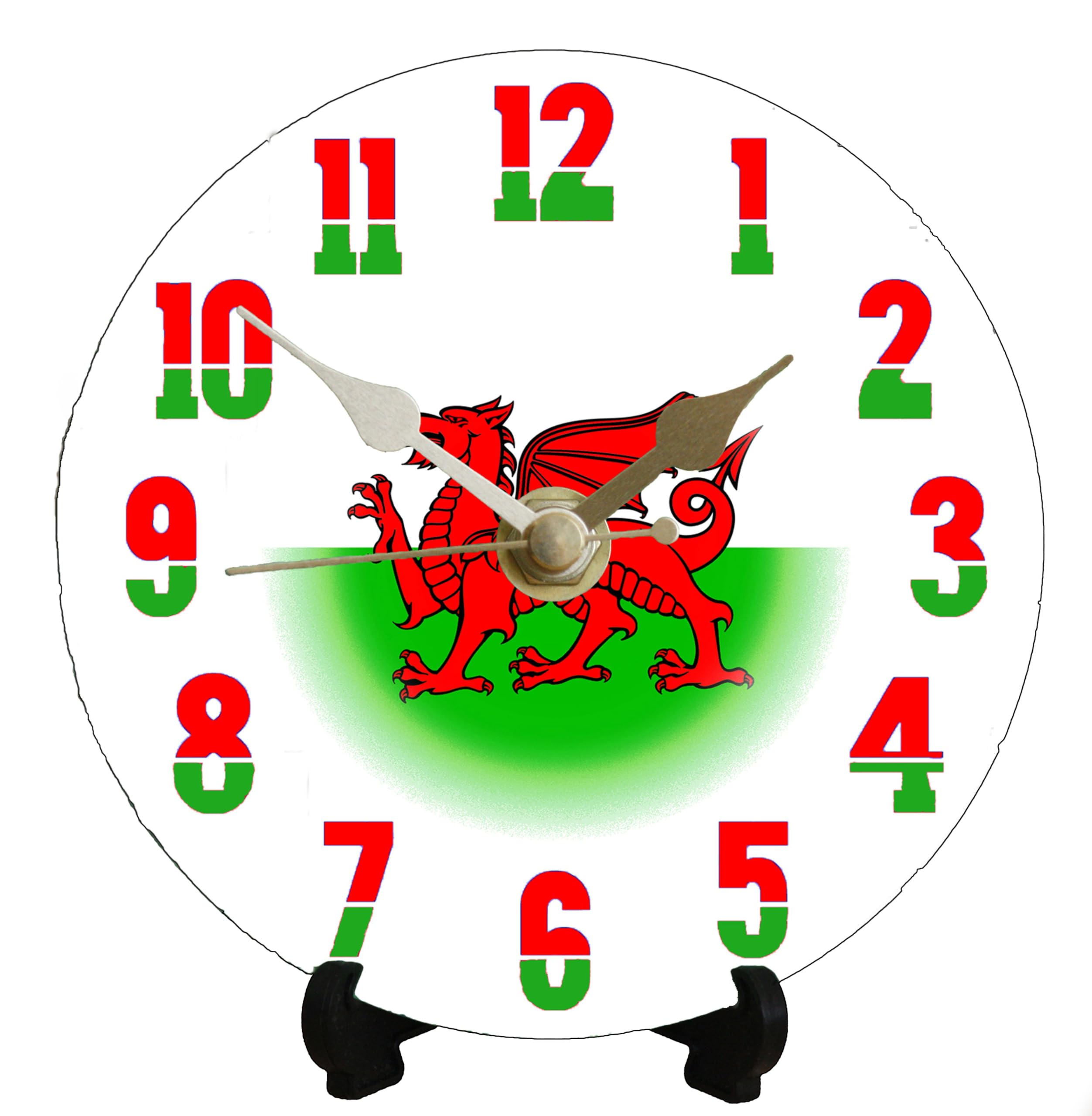 Welsh Flag Clock - DIY 12cm Metal Clock Kit Depicting the Welsh Flag - Desk or Wall clock, sent Free post