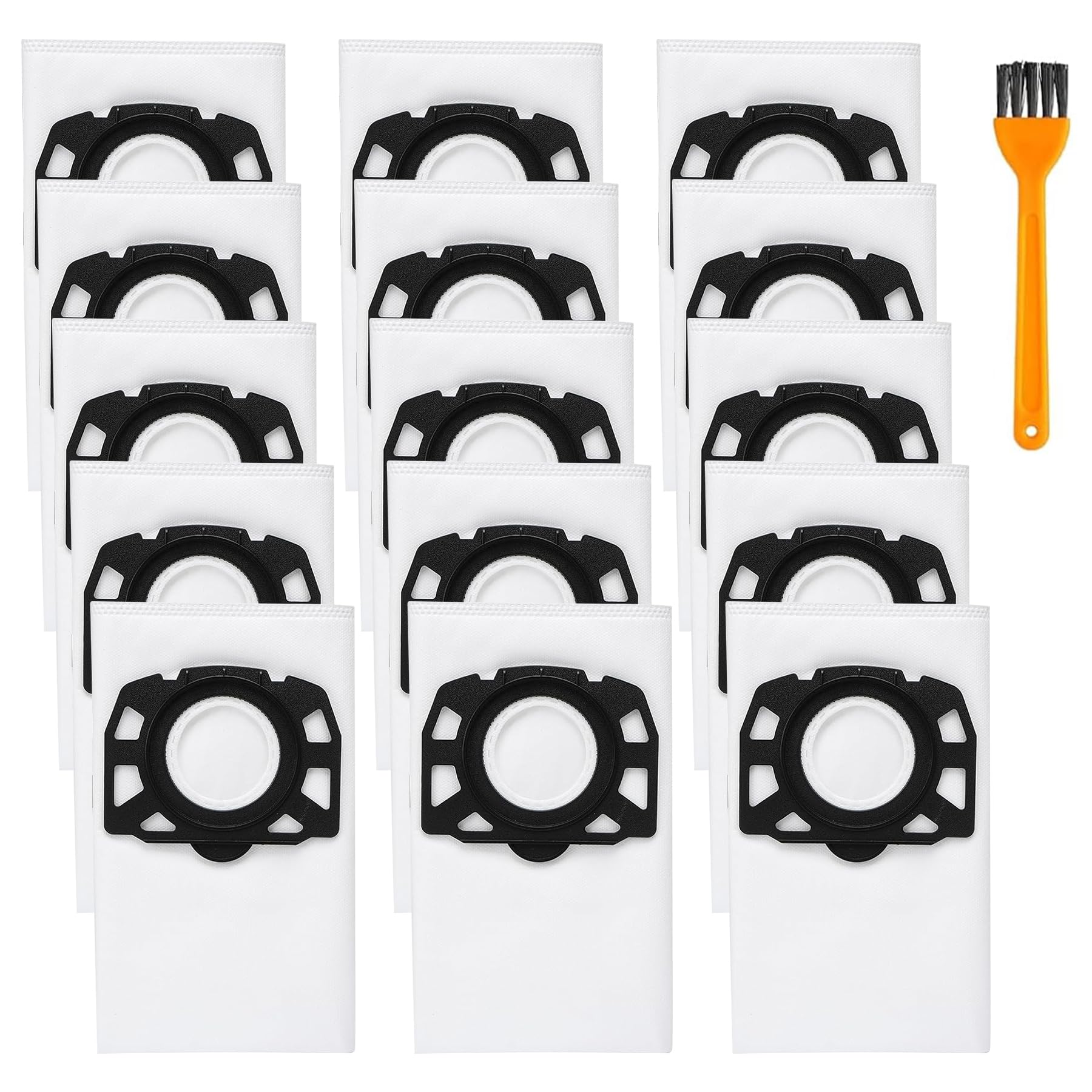 ACOMTUO 15 pezzi KFI 357 Sacchetti per Aspirapolvere per Kärcher WD2, WD3, KWD1, KWD2, KWD3, MV3, WD3.200 - WD3.800 M, SE4001, SE4002, con 1 Spazzola per la Pulizia