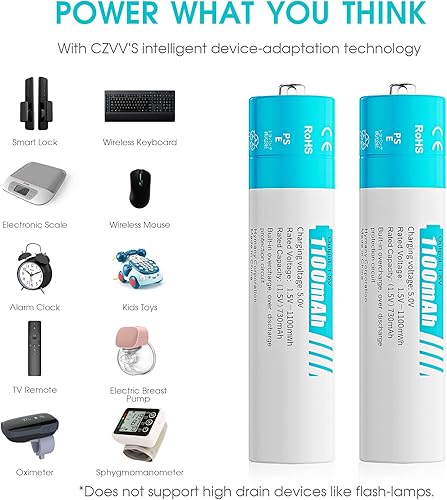 Miniatura 6 de Baterías recargables de litio AAA de 1.5 V, 2 unidades de recarga completa para dispositivos de oficina domésticos, alta capacidad de larga