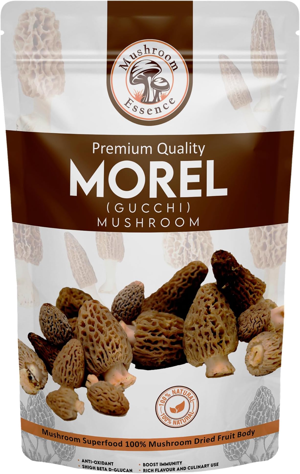 Mushroom Essence Morel Mushroom Medium Size Tail Cut (50g) Dried Wild Harvested Nature | Gucchi Mushroom | (Pack of 1)