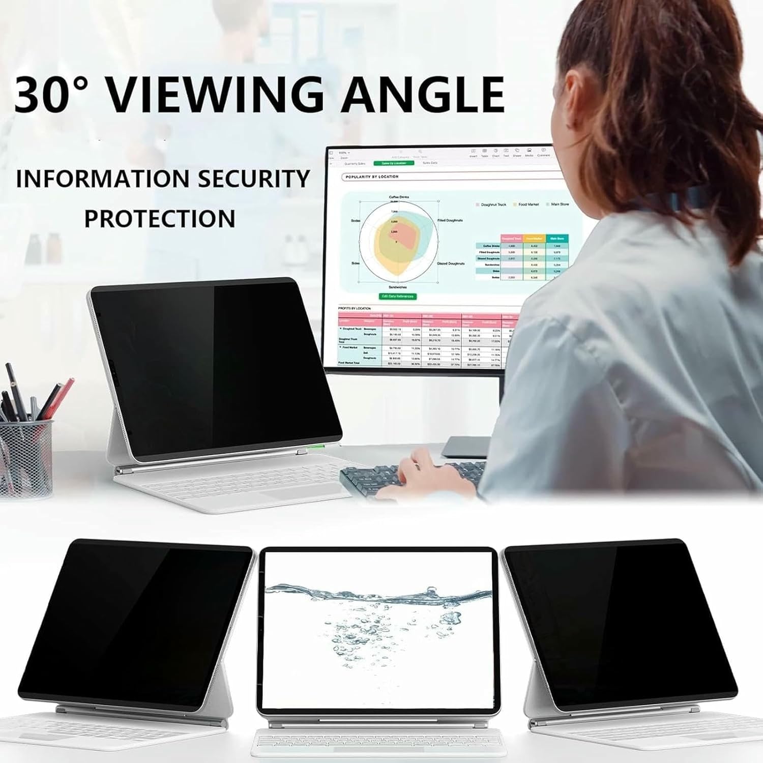 18-32 Inch Computer Privacy Screen Filter – Universal Frame Hanging Privacy Shield, Blue Light & Anti-Glare Screen Protector Film