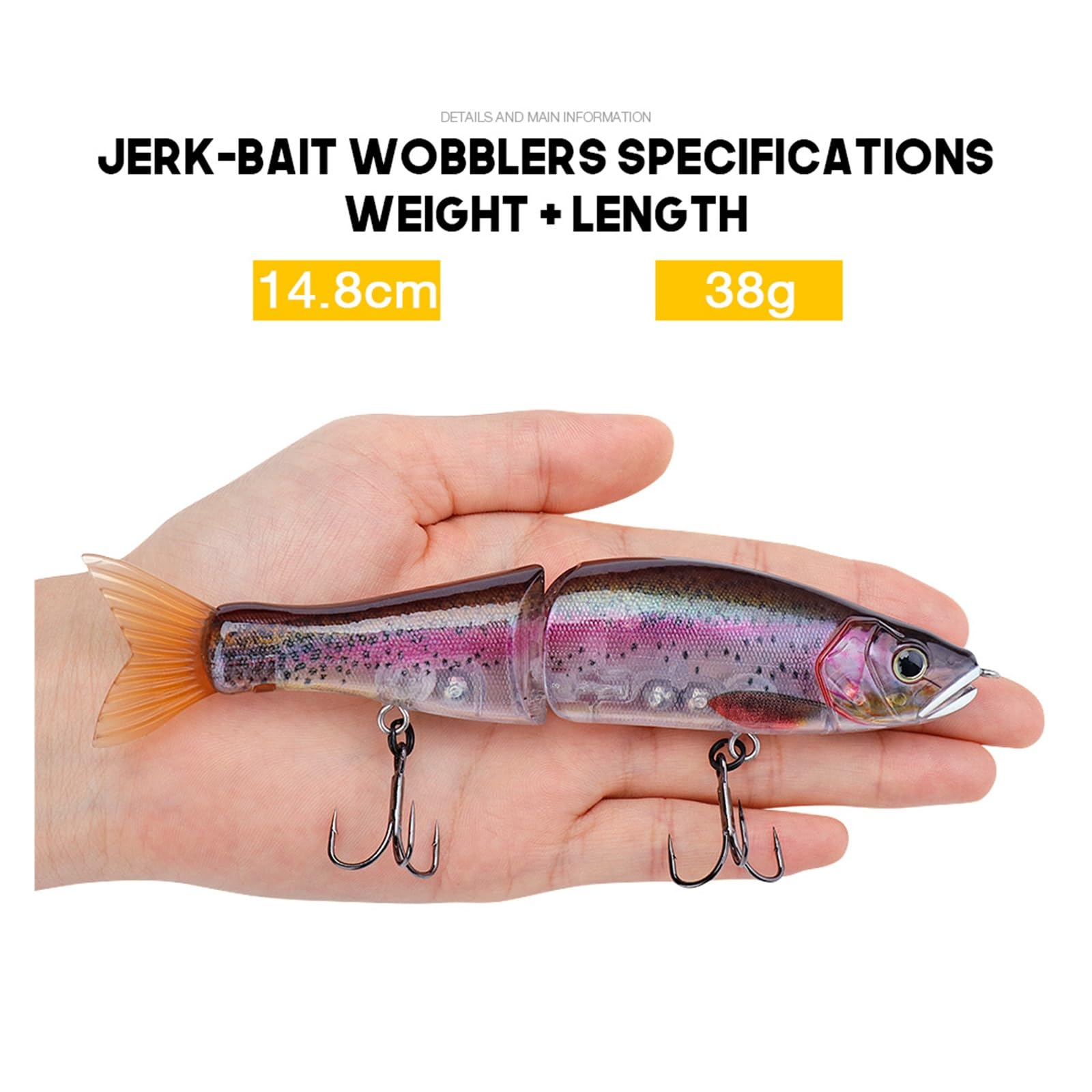5pcs Minnow Crankbaits Fischereiköder Set 38 g 148 mm sinkende Wobbler for künstliche Gelenkköderfischerei Tackle Box (Color : SetA, Size : S 148mm 38g)