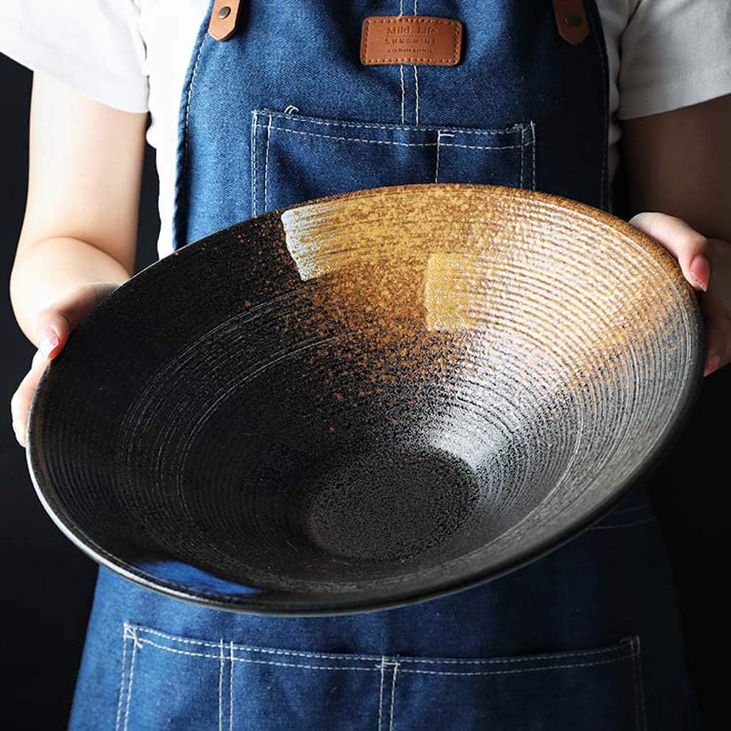 Ceramiczna ponadwymiarowa miska do sałatki, głęboka miska do zupy, idealna do kiszonej kapusty i dań rybnych, japoński kreatywny design, duży rozmiar do restauracji i użytku domowego