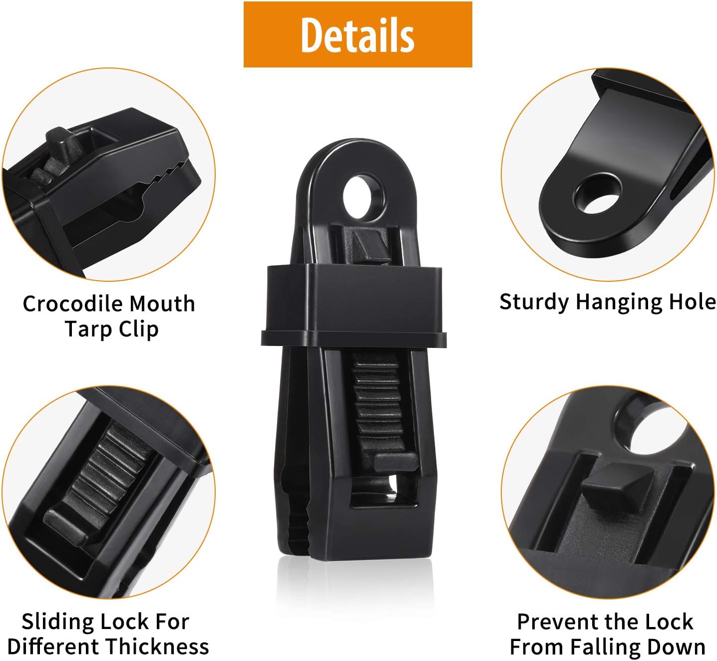 Tarp Clip Crocodile Mouth Multipurpose Secures Clamp with Strong Lock Grip Clamp Trap Clip Camping Clamp Clip Tighten Lock Grip Tent Snap for Outdoor Camping Tent Awning Banner and Cover (20 Pieces) - Image 3