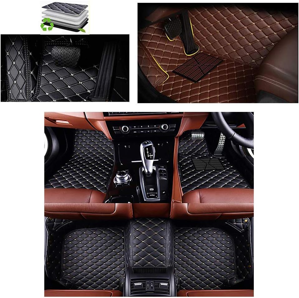 VENMAT Car Floor Mats Custom Made for ฤดAGUAR XF Saloon 2008-2015 Anti-Slip 3D Foot Carpets Faux Leather All Weather (Black with Beige)