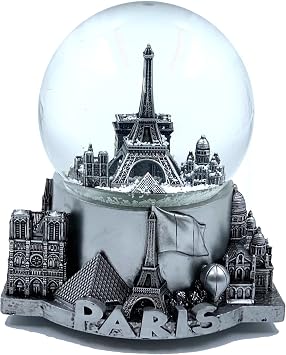 Paris Musical Snow Globe Romantic Gift Souvenir Decor for Home Office Silver
