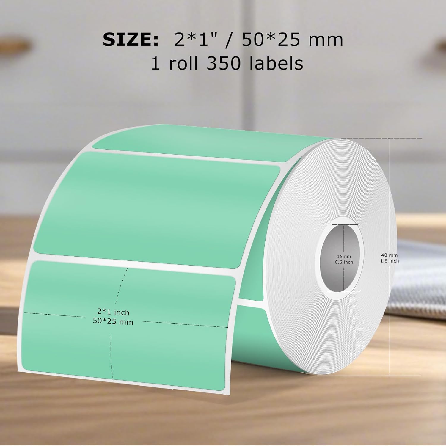 Thermal Labels 2×1 Inch Vinyl Green Rectangle Stickers for M110 M120 M220 M221 Self-Adhesive Waterproof Portable Direct Printer Label for Business Logo Design 350 PCS - Image 6