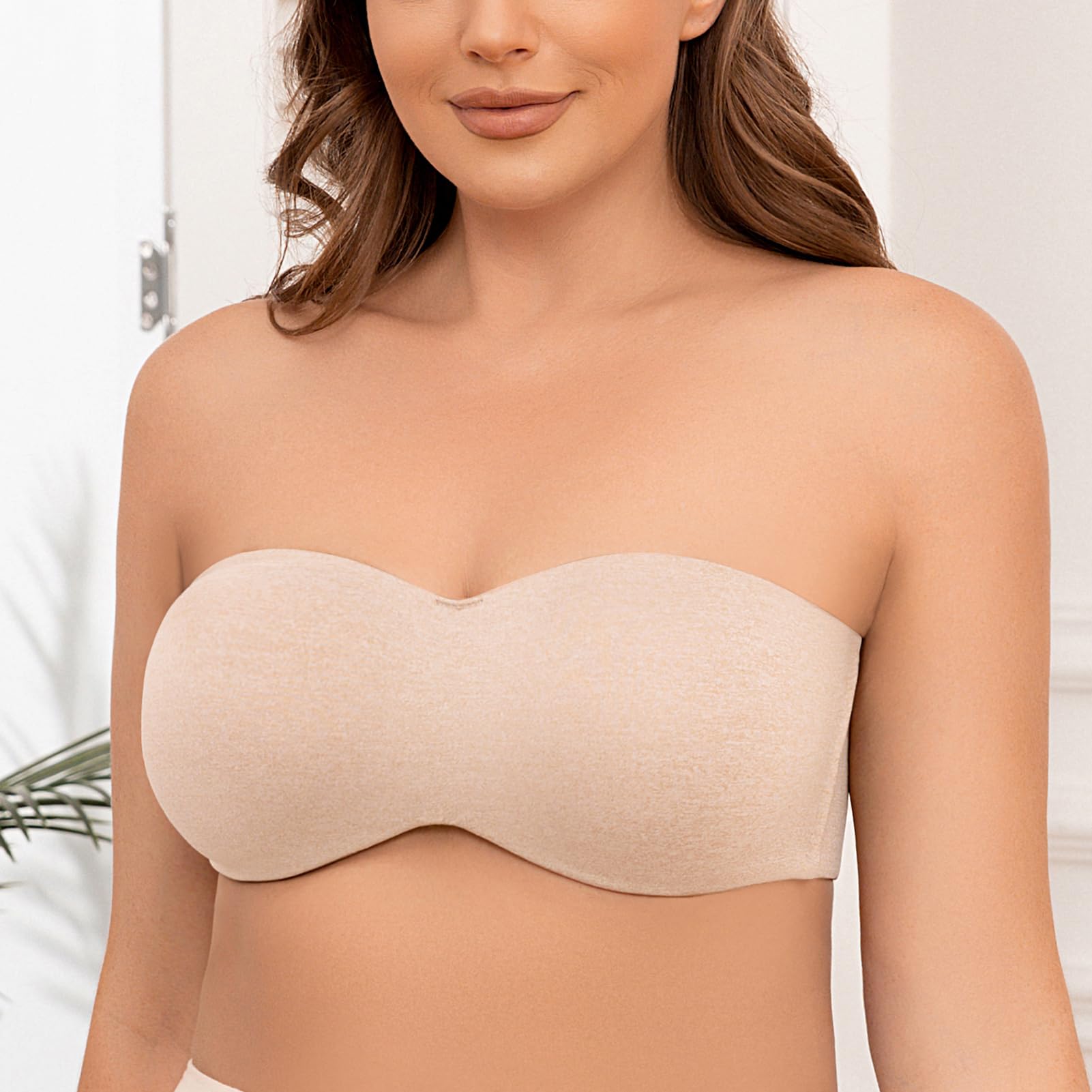 MELENECA Sujetador con Aros Reductor sin Tirantes Bandeau para Mujer