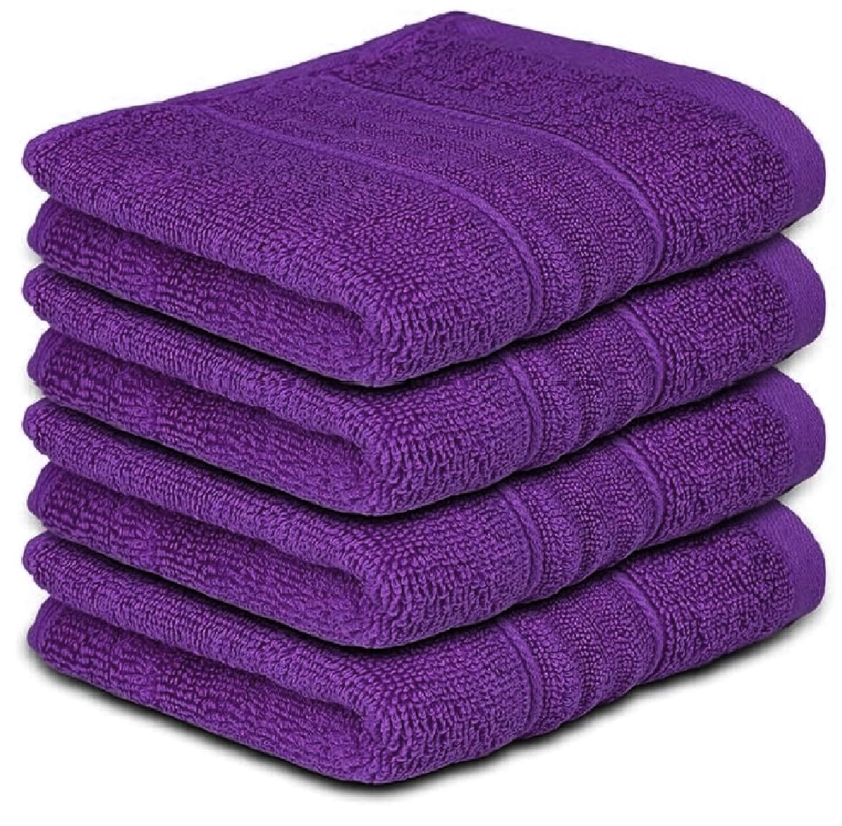 Opel tex 4 Pack Face Cloth Towels Set 30x30cm 100% Egyptian Cotton Soft Flannels Set Quick Absorbent Washcloth Spa Makeup Remover Golf Hand Wash Towels 500-GSM (Purple)