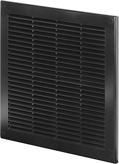 Awenta 10" x 10" Inch Square Plastic Black Ventilation Grille with Mesh - Intake, Exhaust, Dryer Soffit Air Vent Cap - HVAC Ceiling Register Vent Cover - Crawl Space Exhaust Wall Vent Hose
