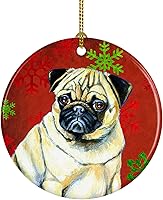 Vista 104 de Caroline's Treasures Dachshund copos de nieve rojos y verdes, adorno de cerámica de Navidad para colgar en el árbol de Navidad, decoración