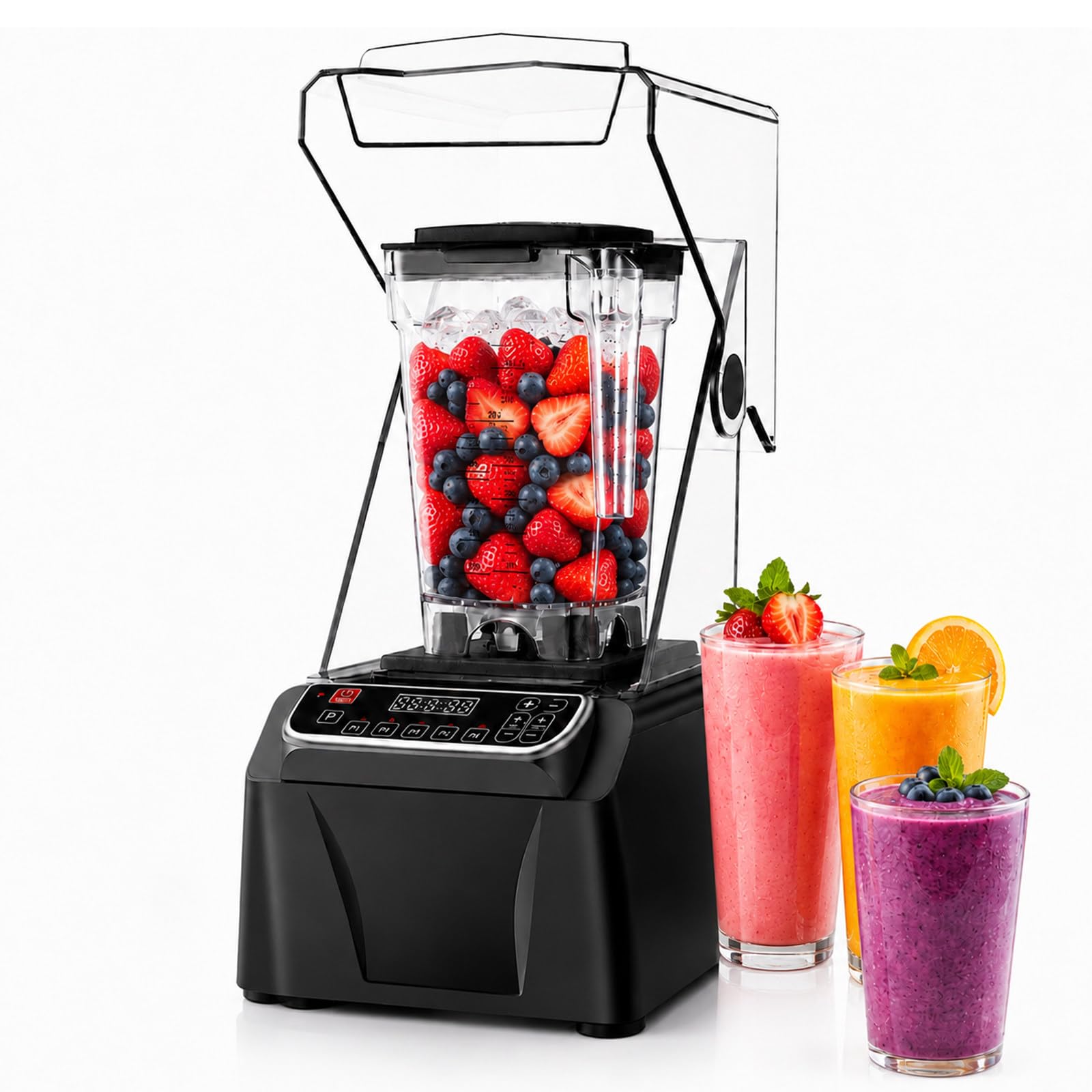 Blender Silencieux Pro 2000 W, 2L, 38 000 TR/Min, Écran LED Smart