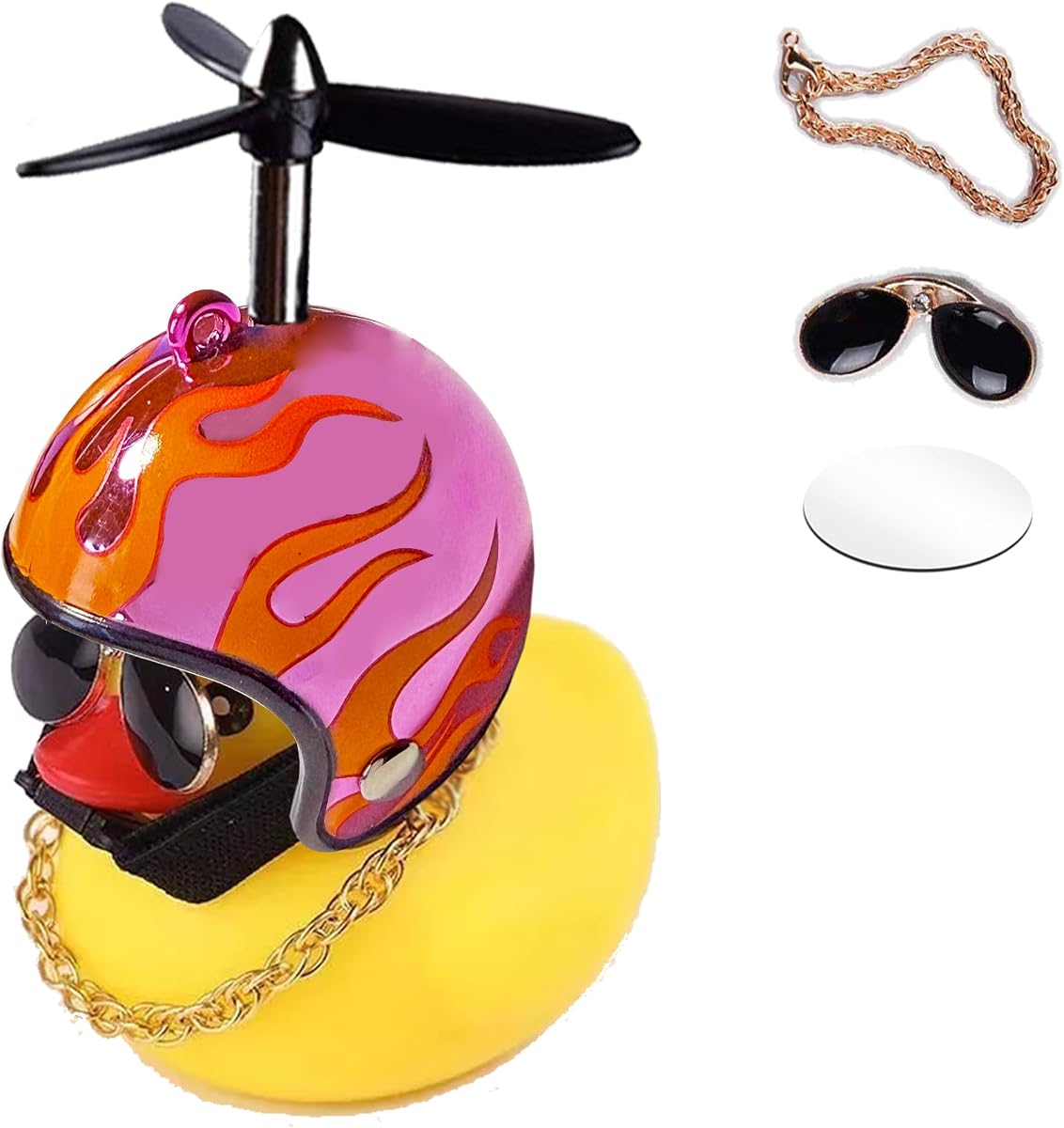 Timbre de bicicleta de pato, lindo pato amarillo de goma, accesorios de bicicleta, hélice de luz LED, espejo de llama fría, casco, cuernos para apretar, para ciclismo, motocicleta, manillar, bicicleta