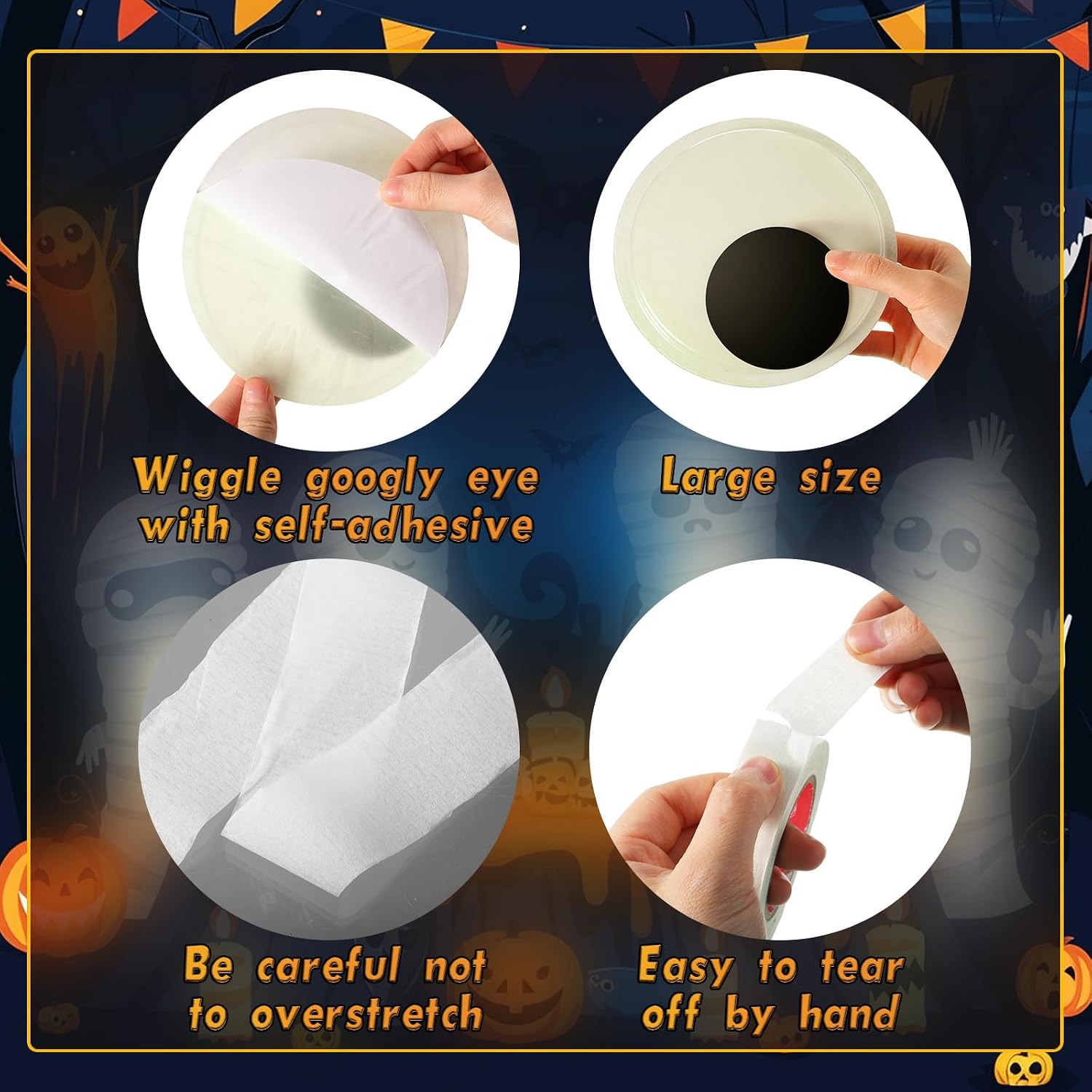 WinnerWhy Halloween Mummy Decorating Kit with Large Luminous Googly Eyes Crepe Paper Streamers and Masking Tape for Halloween Party Door DIY Decor