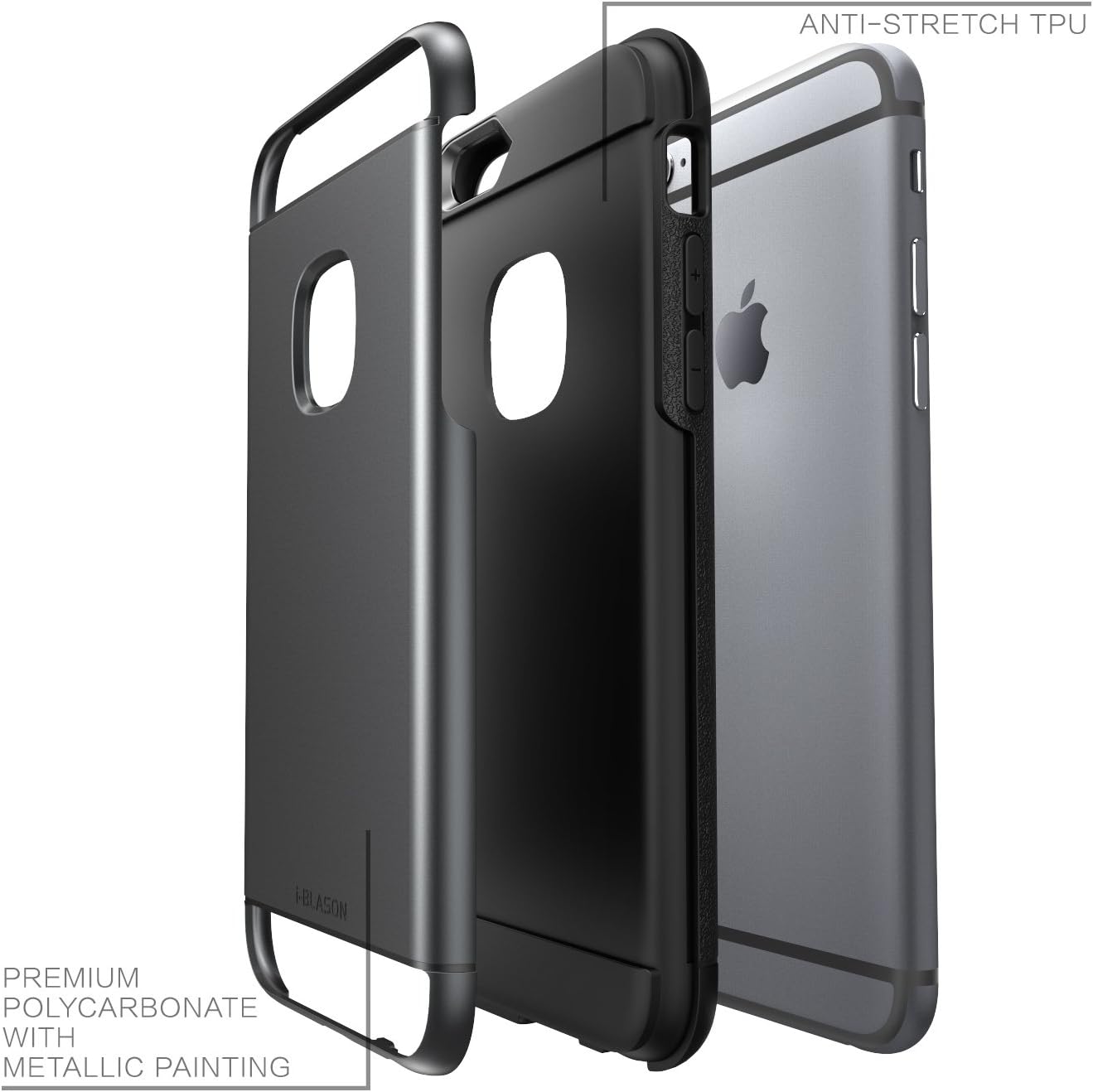 iPhone 6s Case, i-Blason Unity [Dual Layer] Apple iPhone 6 Case 4.7 Inch Cover [Ultra Slim] Armored Hybrid TPU Cover / Hard Outter Shell (Black)