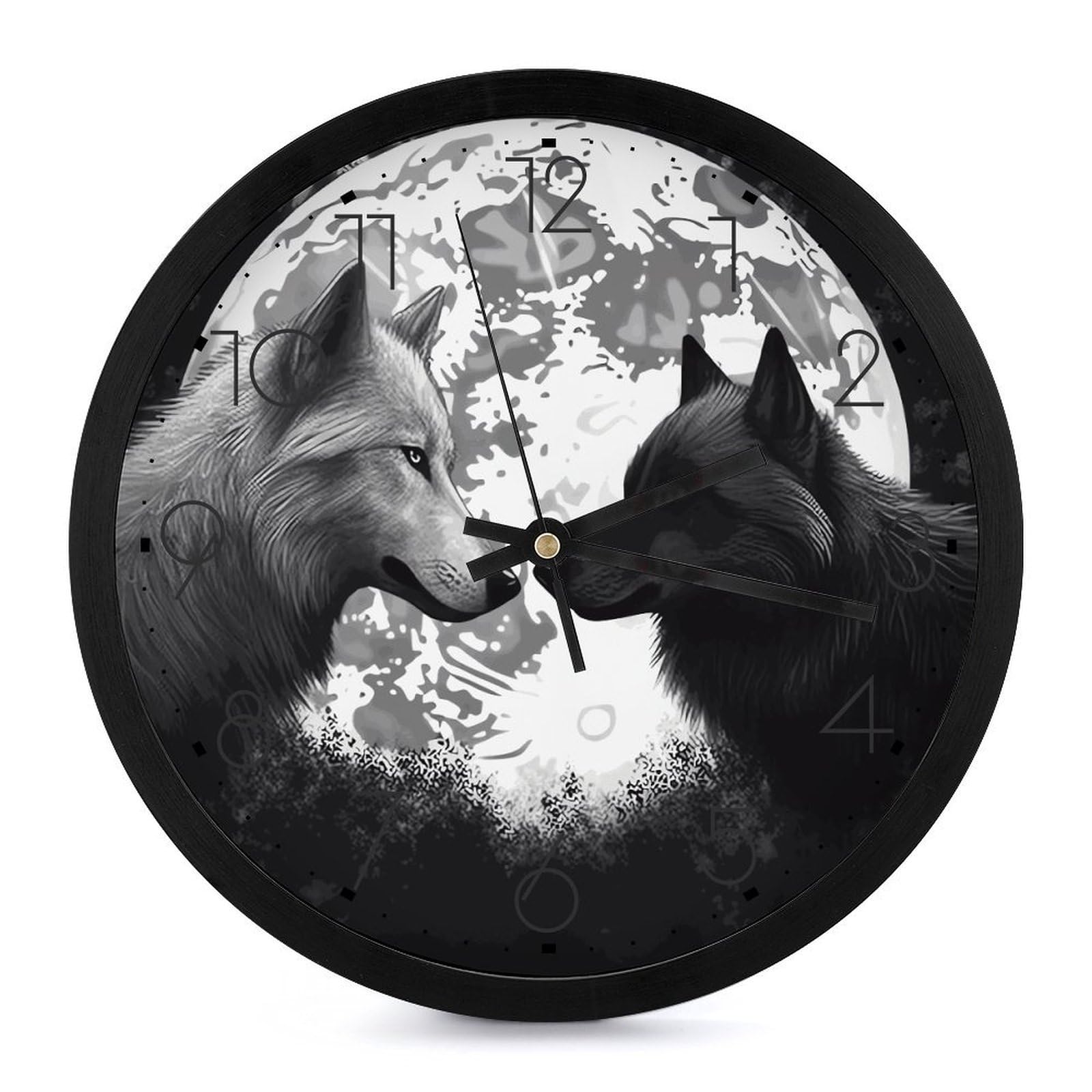 Horloge murale loup sans tic tac grand format pour chambre et salon