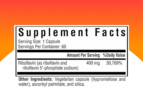 Miniatura 2 de Seeking Health Riboflavina, Vitamina B2, 400 mg Riboflavina, 4 mg Riboflavina-5-Fosfato Activo, Suplemento Energético, Vegetariano (60 Cápsulas)*
