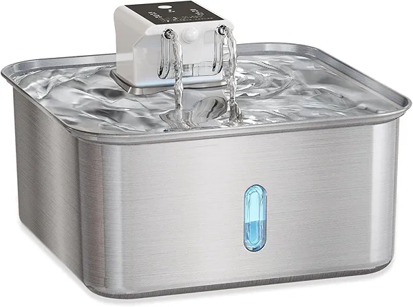 LIFFY Wireless Dog Water Fountain - 7L/236oz Large Capacity Stainless Steel Fountain, Quiet Pet & Cat Water Bowl with Motion Sensor, Automatic Water Dispenser for Multi-Pet Homes Continuous Fresh Flow