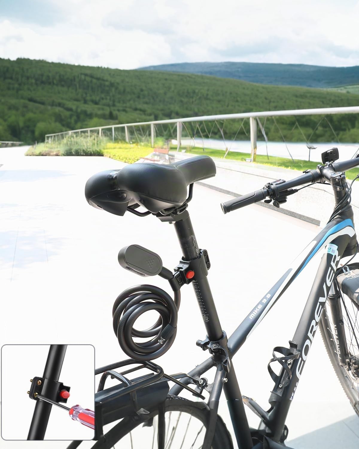 Fingerabdruck-Kabelschloss mit Schlüssel, eLinkSmart Wasserdichtes Fahrradschloss mit 150 cm langem Stahlkabel für Fahrrad, Roller, Motorrad, Tür, Zaun, Tor, Telefon, App und iOS, Uhr entsperren, USB