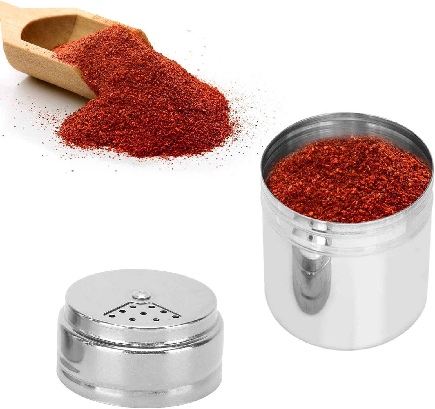 Olla for condimentos, 10 unidades de coctelera for condimentos, azucarera, botella de condimento de acero inoxidable, salero, pimentero, latas de condimento con tapa giratoria
