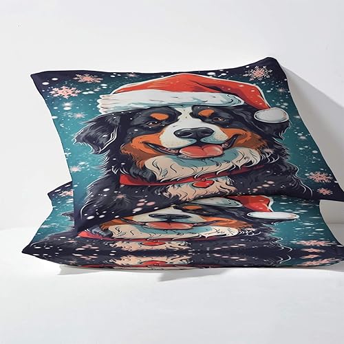 Miniatura 3 de Sábanas de Navidad Split King para cama ajustable, sábanas Rottweiler, sábanas estampadas y juego de 5 piezas, microfibra suave con bolsillo