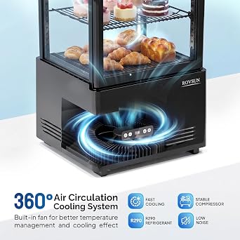 ROVSUN 3 Cu.Ft Commercial Display Refrigerator ETL NSF Certified, Refrigerated Display Case Countertop Pastry Display Case w/LED Air-cooling Automatic Defrost Front Opening Door for Cafe Restaurant