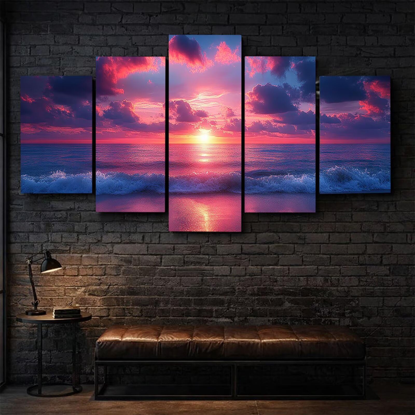 5 Pack Leuchtend Malen Nach Zahlen Erwachsene Strand Drei Größen YCBZ-1943 | DIY Set Erwachsene mit Pinselset Acrylfarben Set Fünf Leinwand zum Bemalen Meer für Deko Wohnzimmer Geschenke für Frauen