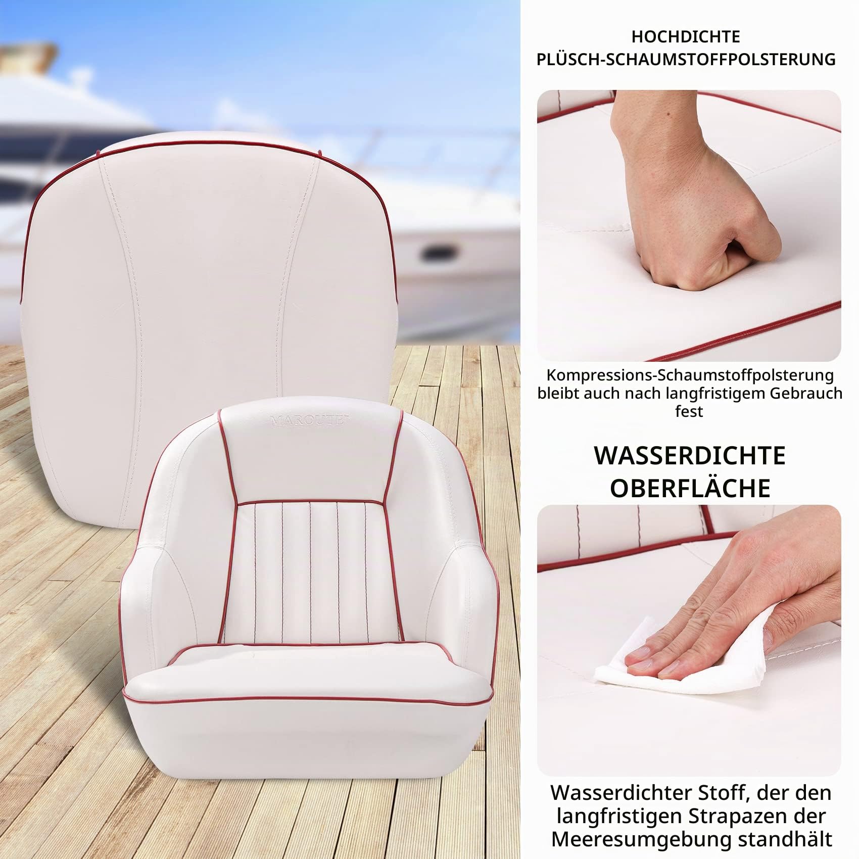Pontonboot-Sitz Bootskapitänssitz, ergonomischer Kapitänssitz,