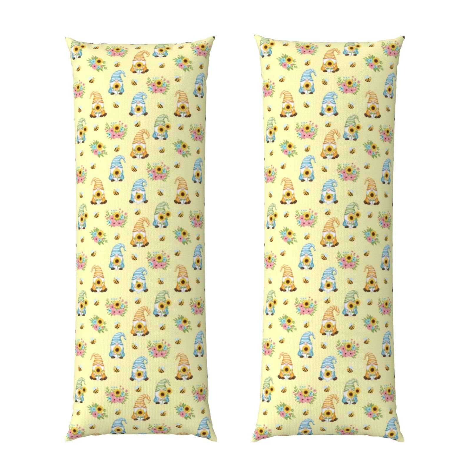 Body Pillowcase 20x54, Honey Bees Cute Gnome Sunflower Floral, Premium Ultra Soft Pillow Cover with Zipper Closure, Breathable Bedding Protector for Men Women Bed Sofa