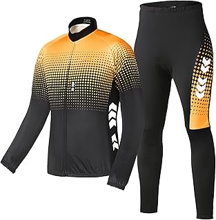 Tuta da Ciclismo da Uomo Inverno + Pantaloni di Cotone in Silicone 4D Caldo Pile Manica Lunga Mountain Bike Camicia da Bici da Strada Pantaloni Spessi